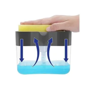 2 in 1 Soap Dispenser for Bathroom | Dishwasher Liquid Holder | Liquid Dispenser Pump With Sponge Holder Kitchen Sink Accessories Items (Multi-Color)