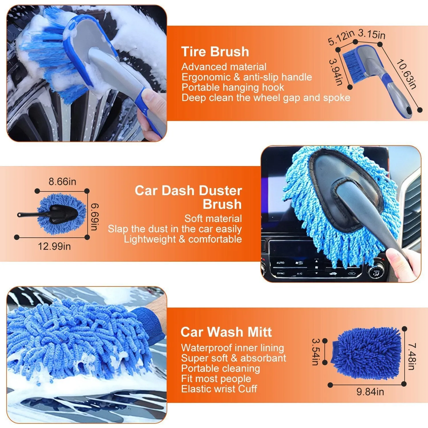 26Pcs Car Detailing Brush Kit Exterior Interior Car Cleaning Set