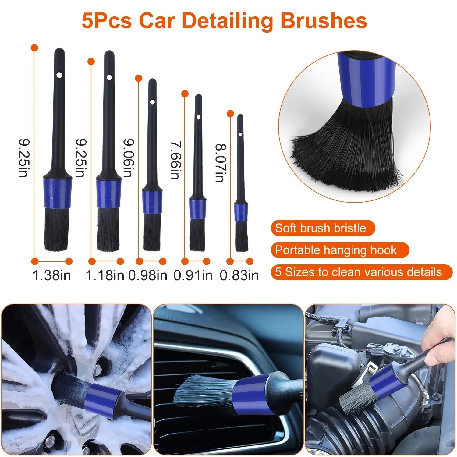 26Pcs Car Detailing Brush Kit Exterior Interior Car Cleaning Set
