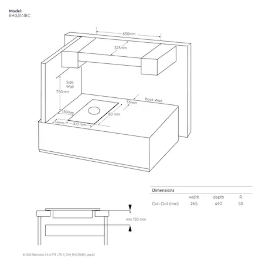 31cm UltimateTaste 300 1-Burner Built-in Gas Hob EHG3141BC