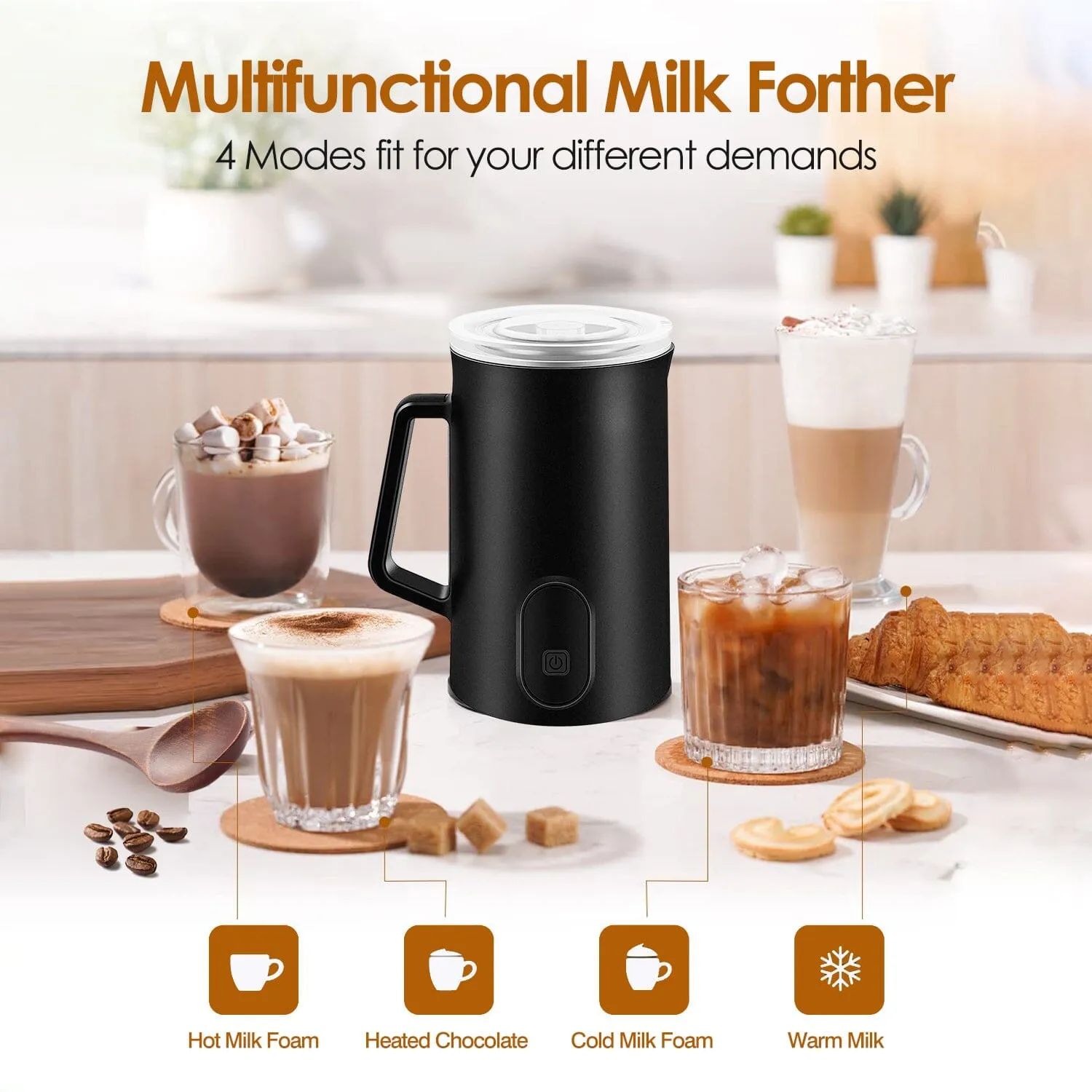 4-in-1 Multifunctional Milk Frother Steamer
