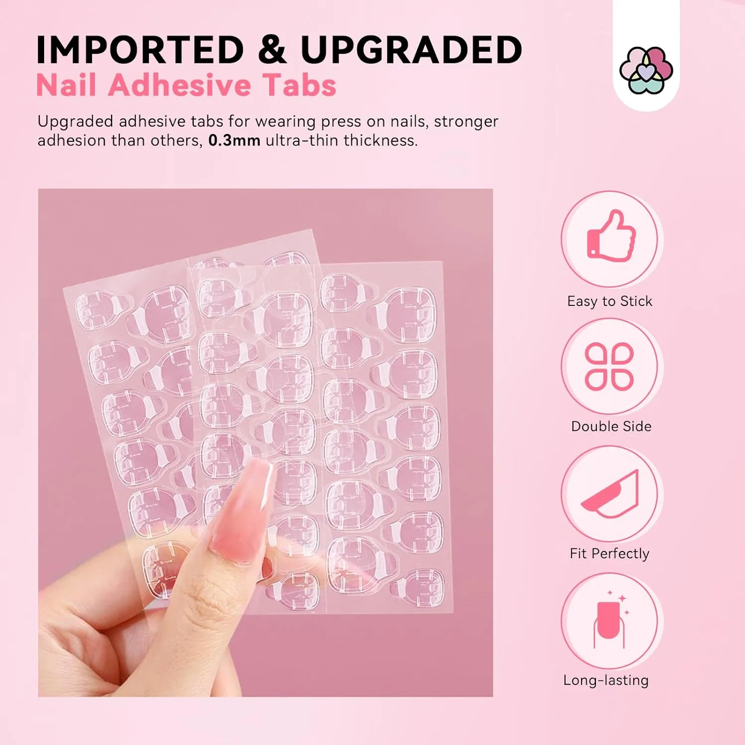 50PCS Press on Nail Tool Kit: Nail Prep Kit with Nail Glue, Adhesive Tabs, Mini Nail File, Acrylic Sticks, Prep Pads