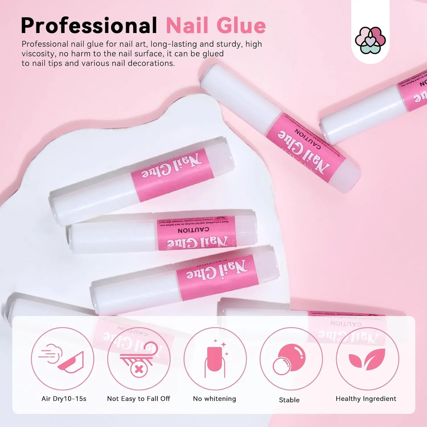 50PCS Press on Nail Tool Kit: Nail Prep Kit with Nail Glue, Adhesive Tabs, Mini Nail File, Acrylic Sticks, Prep Pads