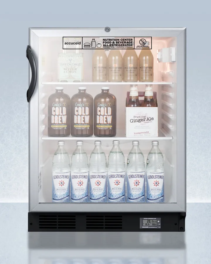 Accucold 24" Wide Nutrition Center Built-In Glass Door All-Refrigerator ADA Compliant - SCR600BGLBINZADA