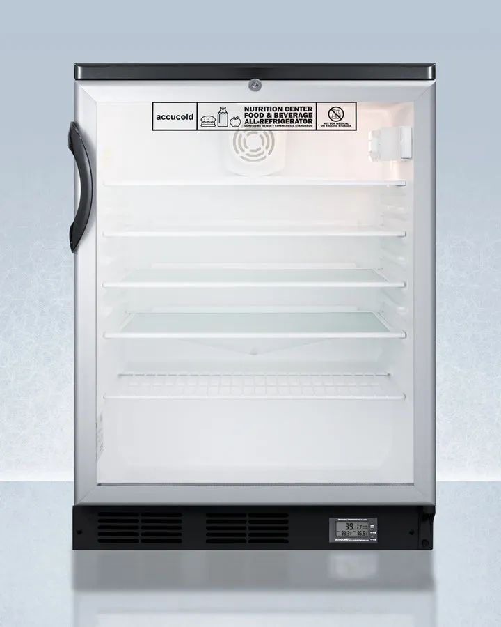 Accucold 24" Wide Nutrition Center Built-In Glass Door All-Refrigerator - SCR600BGLBINZ