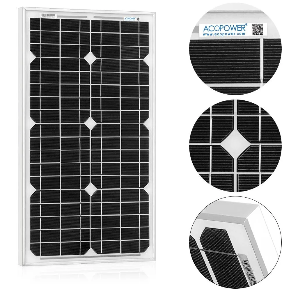 ACOPOWER 30W Mono Solar Panel, 12V