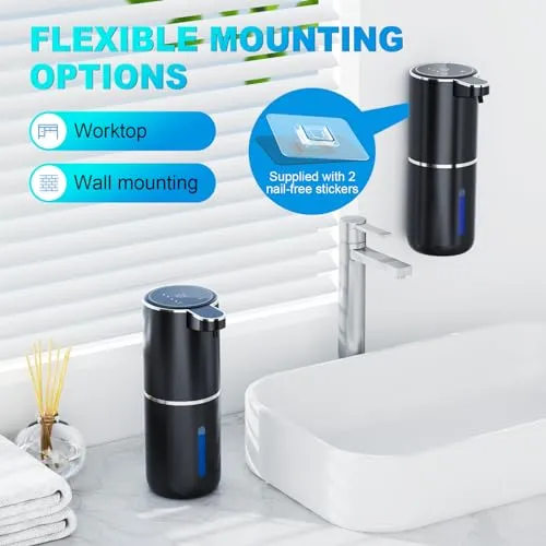 Automatic Soap Foaming Dispenser,380ml Wall Mount Touchless 4 Gear Adjustable Electric Soap Dispenser,USB Rechargeable with Infrared Motion Sensor for Bathroom,Kitchen,Office