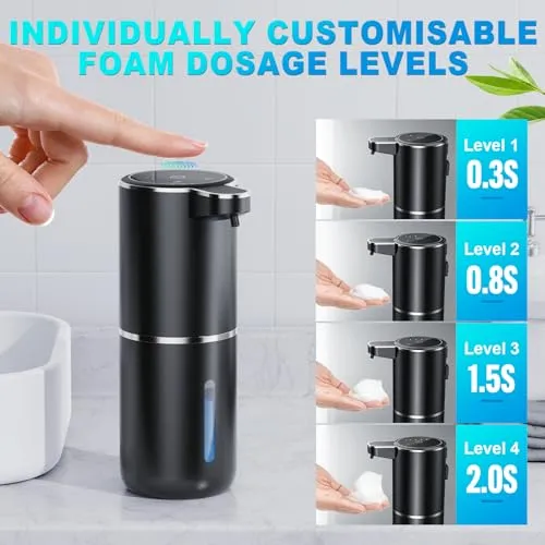 Automatic Soap Foaming Dispenser,380ml Wall Mount Touchless 4 Gear Adjustable Electric Soap Dispenser,USB Rechargeable with Infrared Motion Sensor for Bathroom,Kitchen,Office