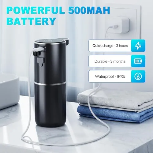 Automatic Soap Foaming Dispenser,380ml Wall Mount Touchless 4 Gear Adjustable Electric Soap Dispenser,USB Rechargeable with Infrared Motion Sensor for Bathroom,Kitchen,Office