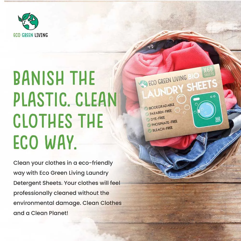 Bio Laundry Detergent Sheets (60) Fragrance Free by Eco Green Living