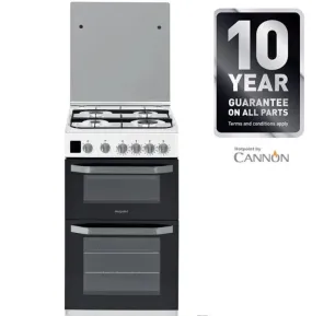 CAPRI 50cm Gas Double Oven Lidded Cooker in White TGCHD5G00CCW LPG Bottled Gas Convertible Also
