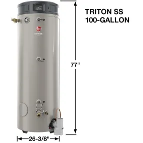 Commercial Triton Premium Heavy-Duty High Eff 100 Gal. 400K BTU ULN Natural Gas ASME Power Direct Vent Tank Water Heater