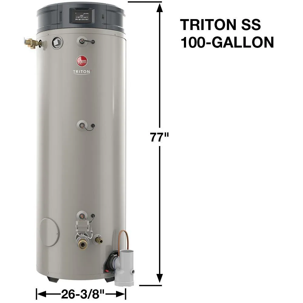 Commercial Triton Premium Heavy-Duty High Eff 100 Gal. 400K BTU ULN Natural Gas ASME Power Direct Vent Tank Water Heater