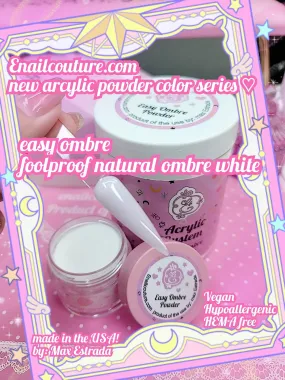 Easy Ombre powder (soft white Acrylic Powder - Professional Acrylic Nail Powder Polymer Natural crystal clear glass Colors Acrylic Nail Powder for Nail Extension Carving DIY Beginners Salon)