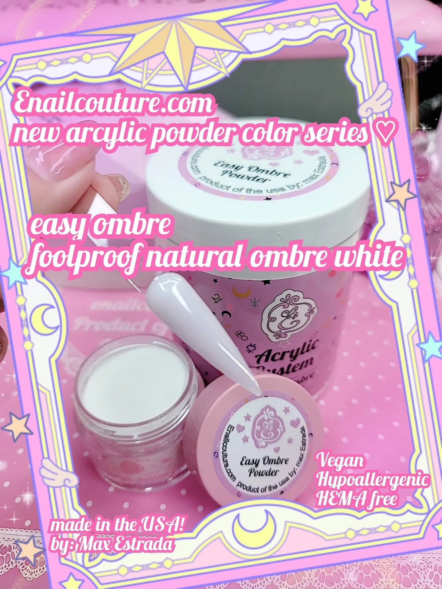 Easy Ombre powder (soft white Acrylic Powder - Professional Acrylic Nail Powder Polymer Natural crystal clear glass Colors Acrylic Nail Powder for Nail Extension Carving DIY Beginners Salon)