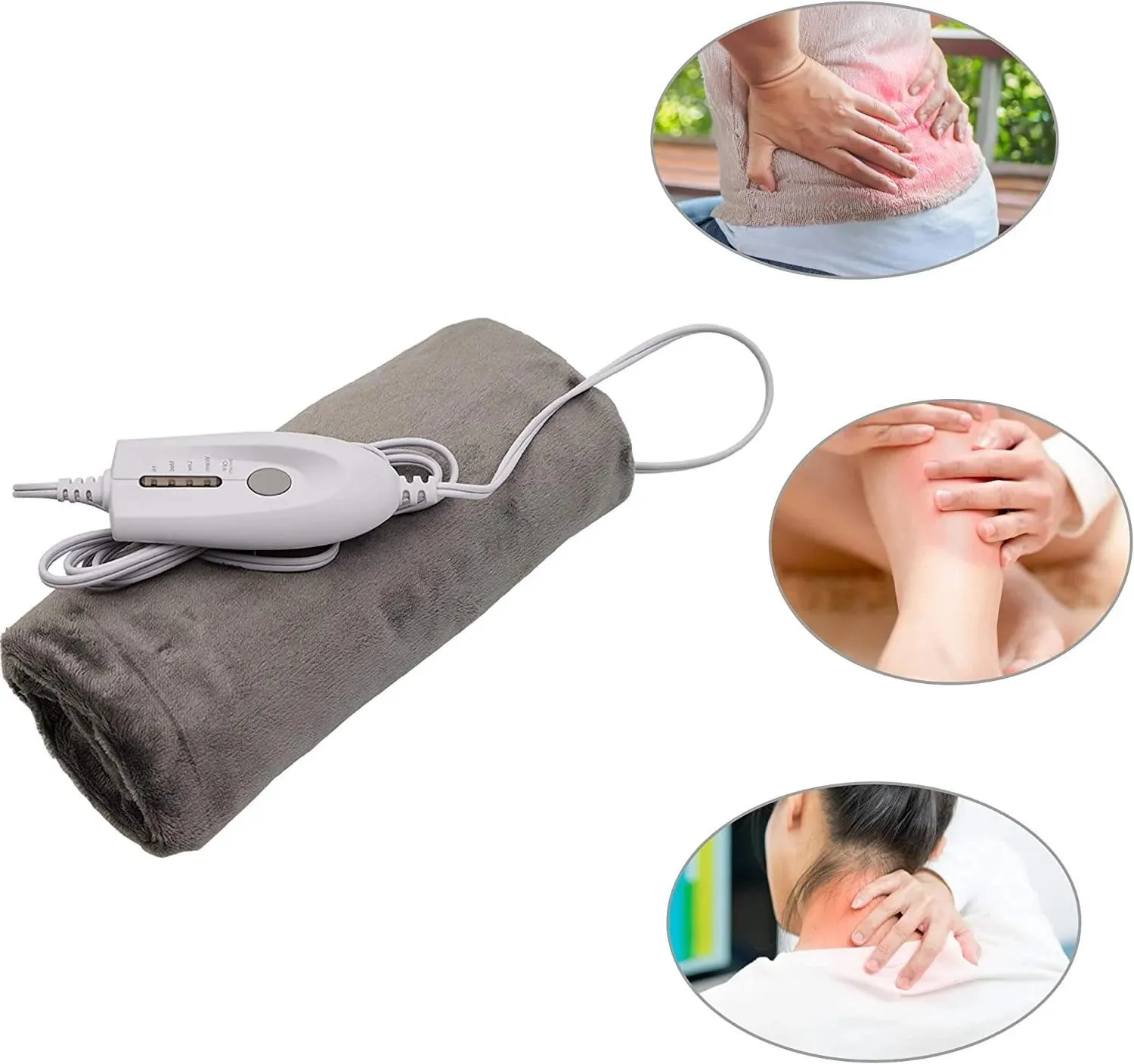 Electric Large Heating Pad, Moist and Dry Heating Pad for Pain Relief with 2 Hours Auto Shut Off, 4 Heat Settings, SoftTouch Flannel 12"x24" (Gray)