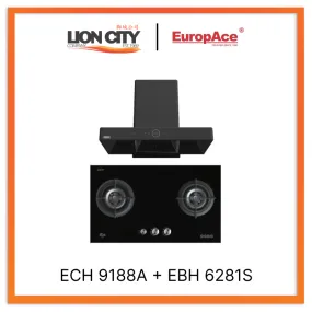 Europace ECH9188A 90CM Premium T-Chimney Hood    EBH6281S 2 Burner 80cm Slim Gas Cooker Hob (Schott Glass)