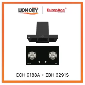 Europace ECH9188A 90CM Premium T-Chimney Hood   EBH6291S 2 Burner 90cm Gas Cooker Hob (Schott Glass)