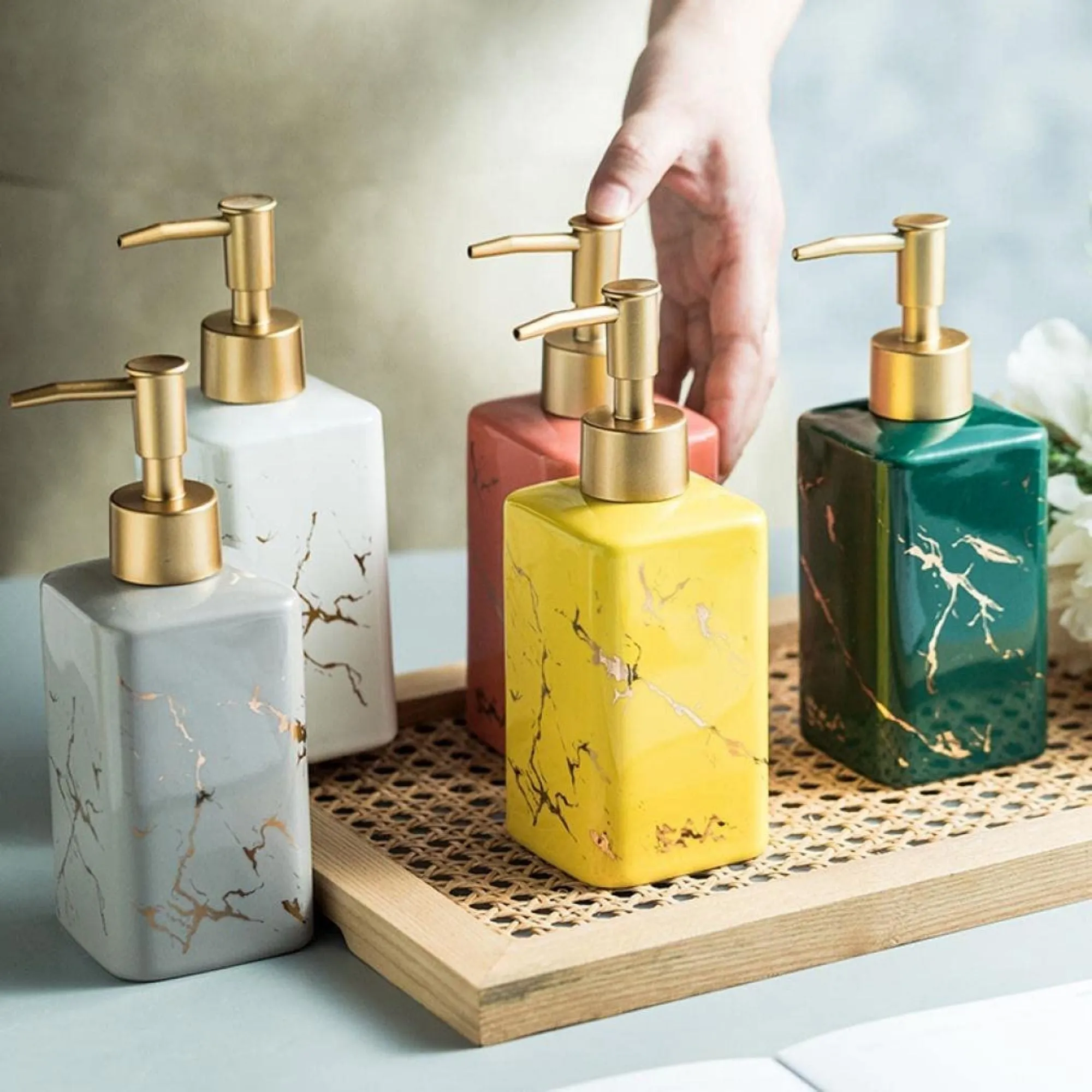 FabSeasons Black Matte Design Ceramic Soap Dispenser, 320ML