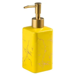 FabSeasons Yellow Matte Design Ceramic Soap Dispenser, 320ML