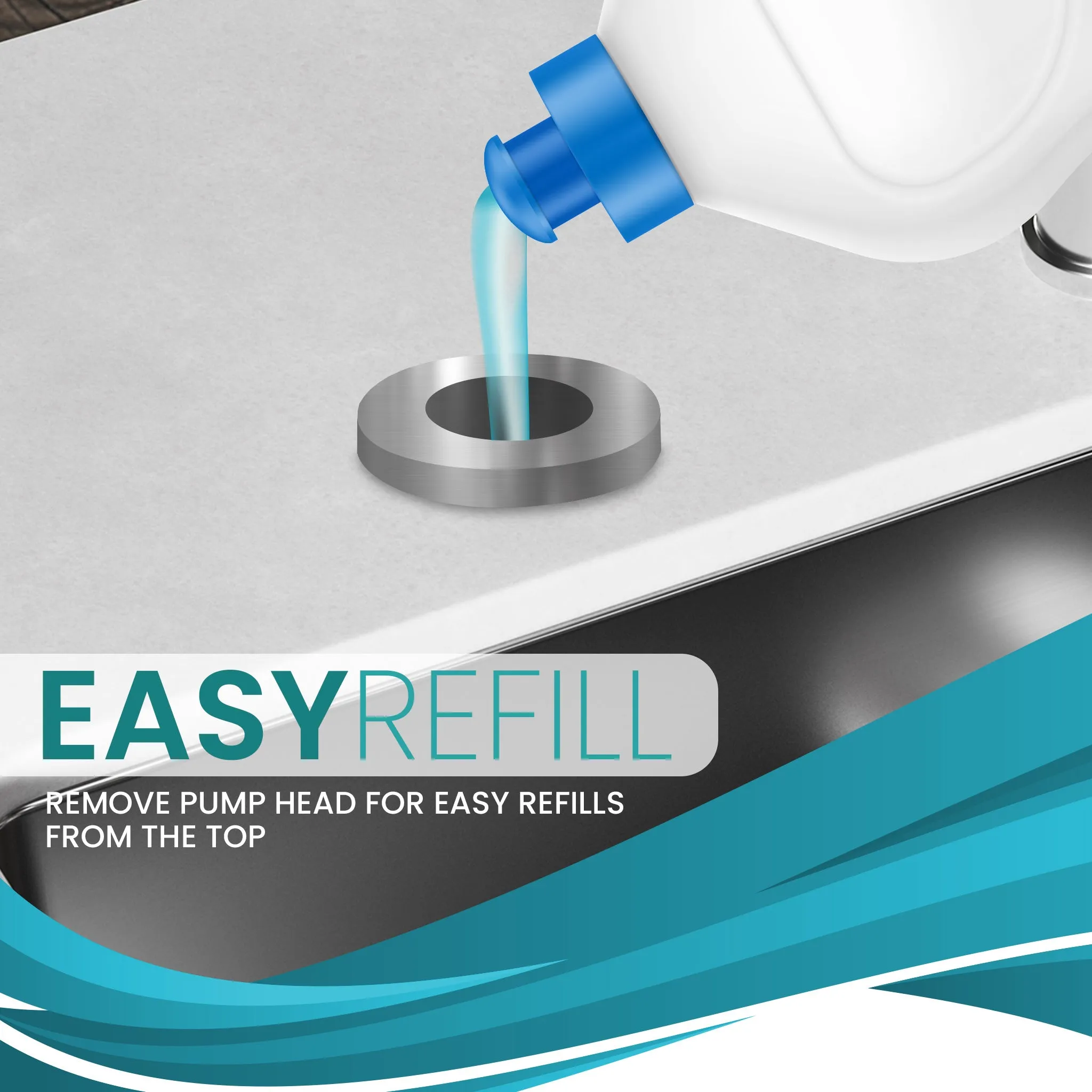 [FREE] Soap Dispenser for Kitchen Sink, Metpure Stainless Steel Countertop Pump with Below Counter Built in Refillable 17oz. Bottle for Soap / Lotion