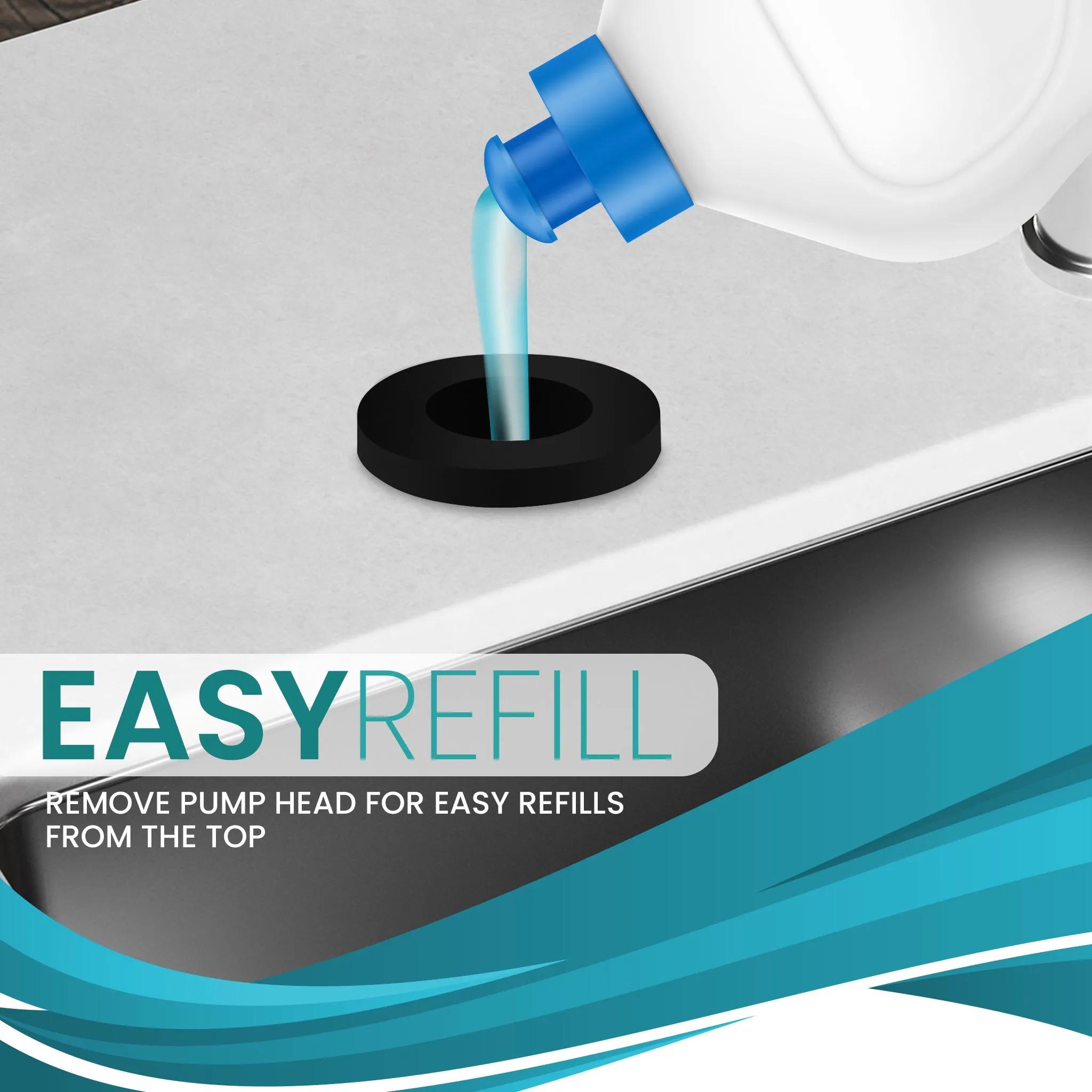 [FREE] Soap Dispenser for Kitchen Sink, Metpure Stainless Steel Countertop Pump with Below Counter Built in Refillable 17oz. Bottle for Soap / Lotion