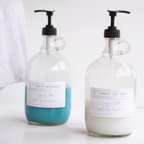 Glass Half Gallon Laundry Dispensers Fabric Softener and Liquid Detergent