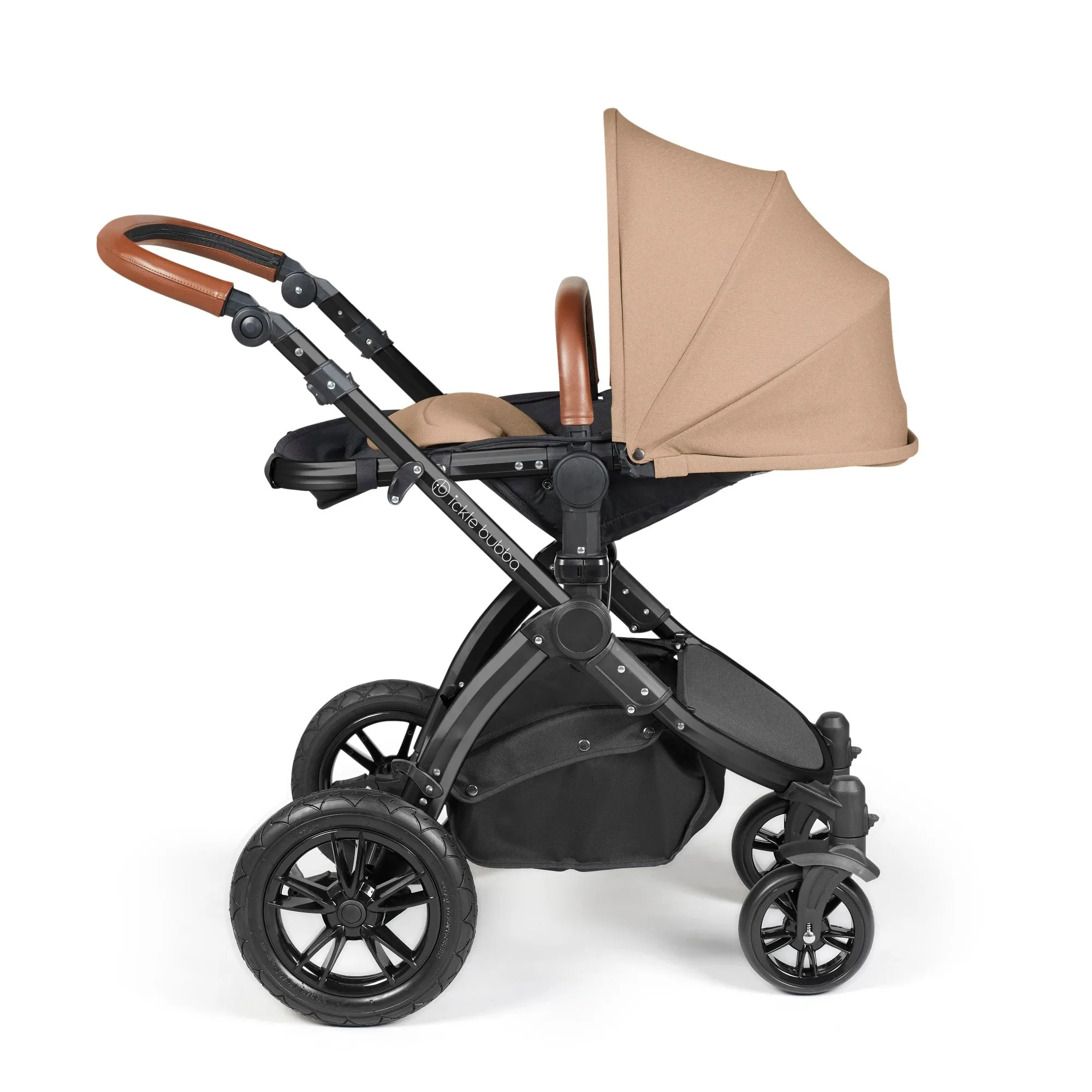 Ickle Bubba Stomp Luxe All-in-One I Size Travel System With Isofix Base (Stratus) Desert on Black