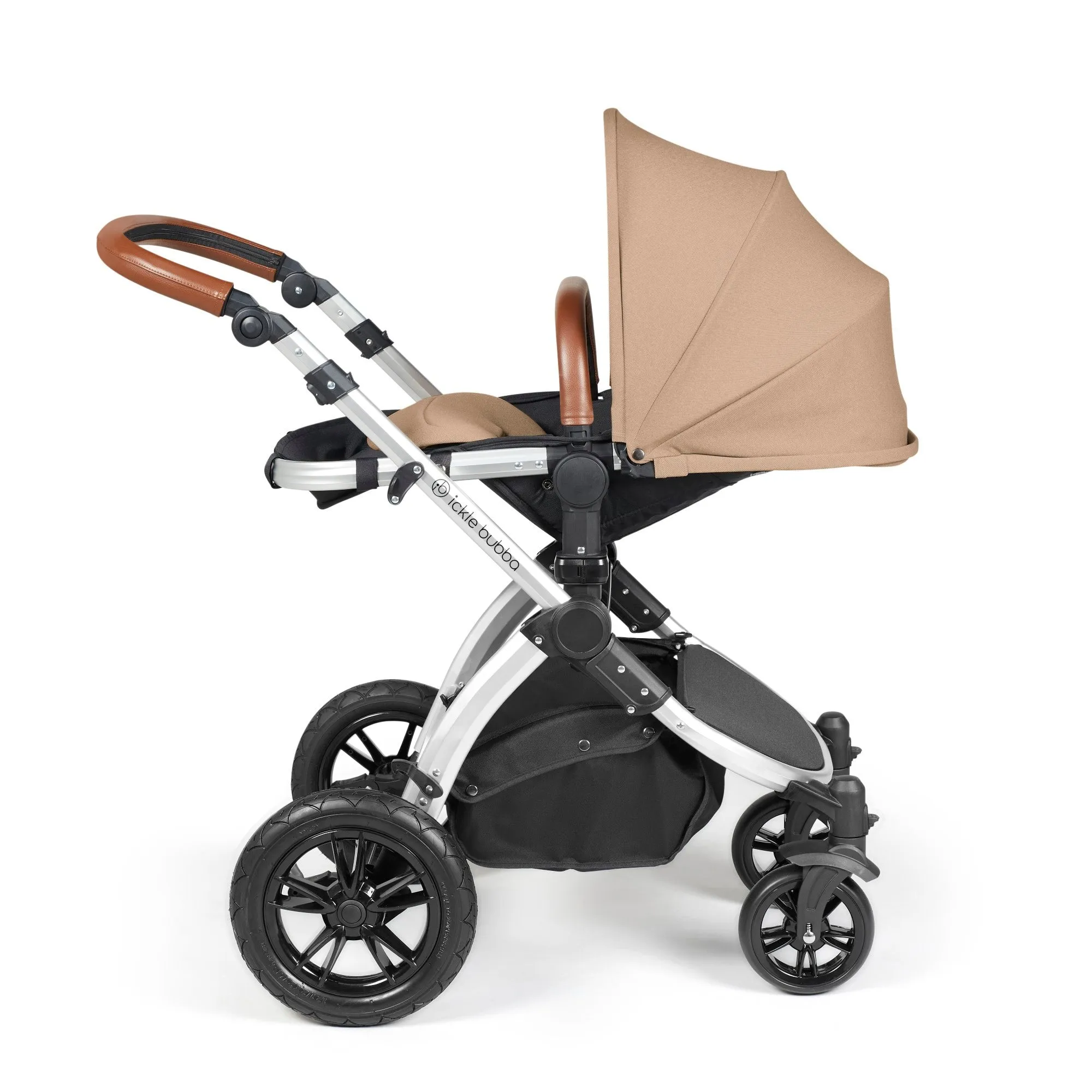Ickle Bubba Stomp Luxe All-in-One I Size Travel System With Isofix Base (Stratus) Desert on Silver