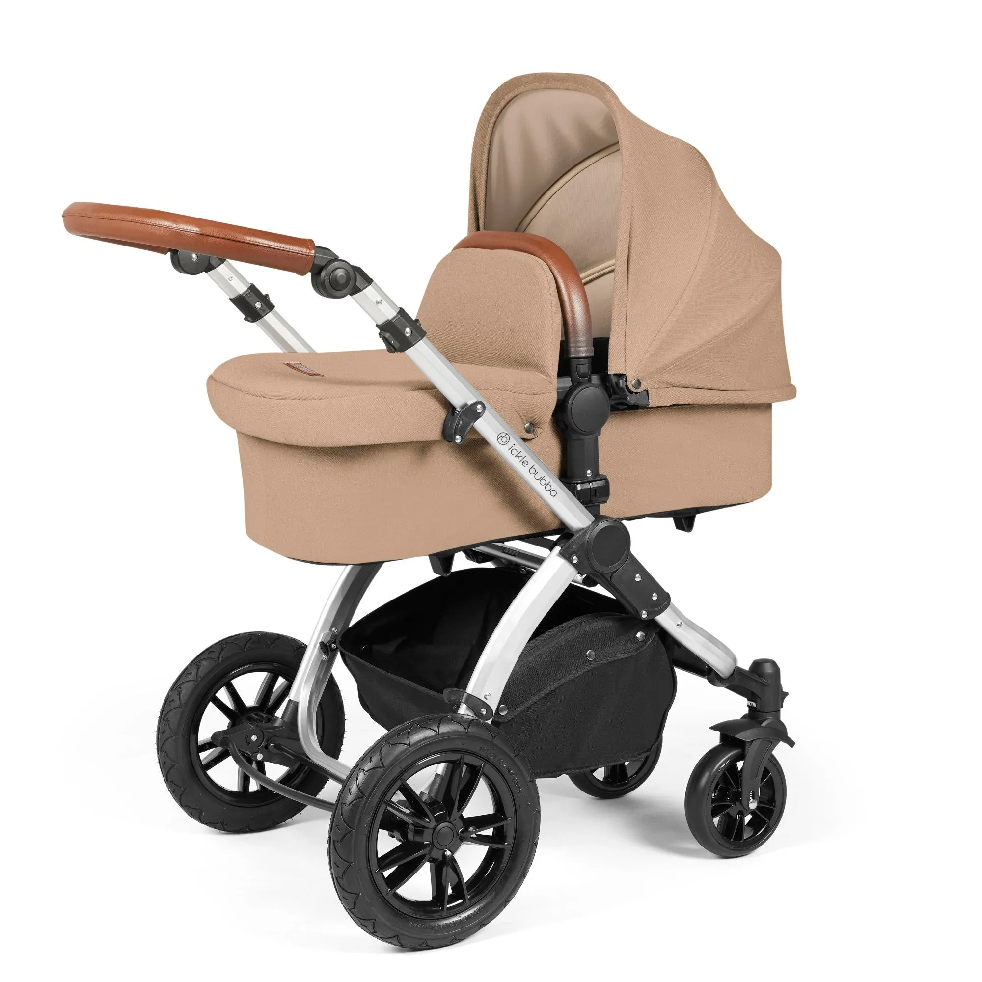 Ickle Bubba Stomp Luxe All-in-One I Size Travel System With Isofix Base (Stratus) Desert on Silver