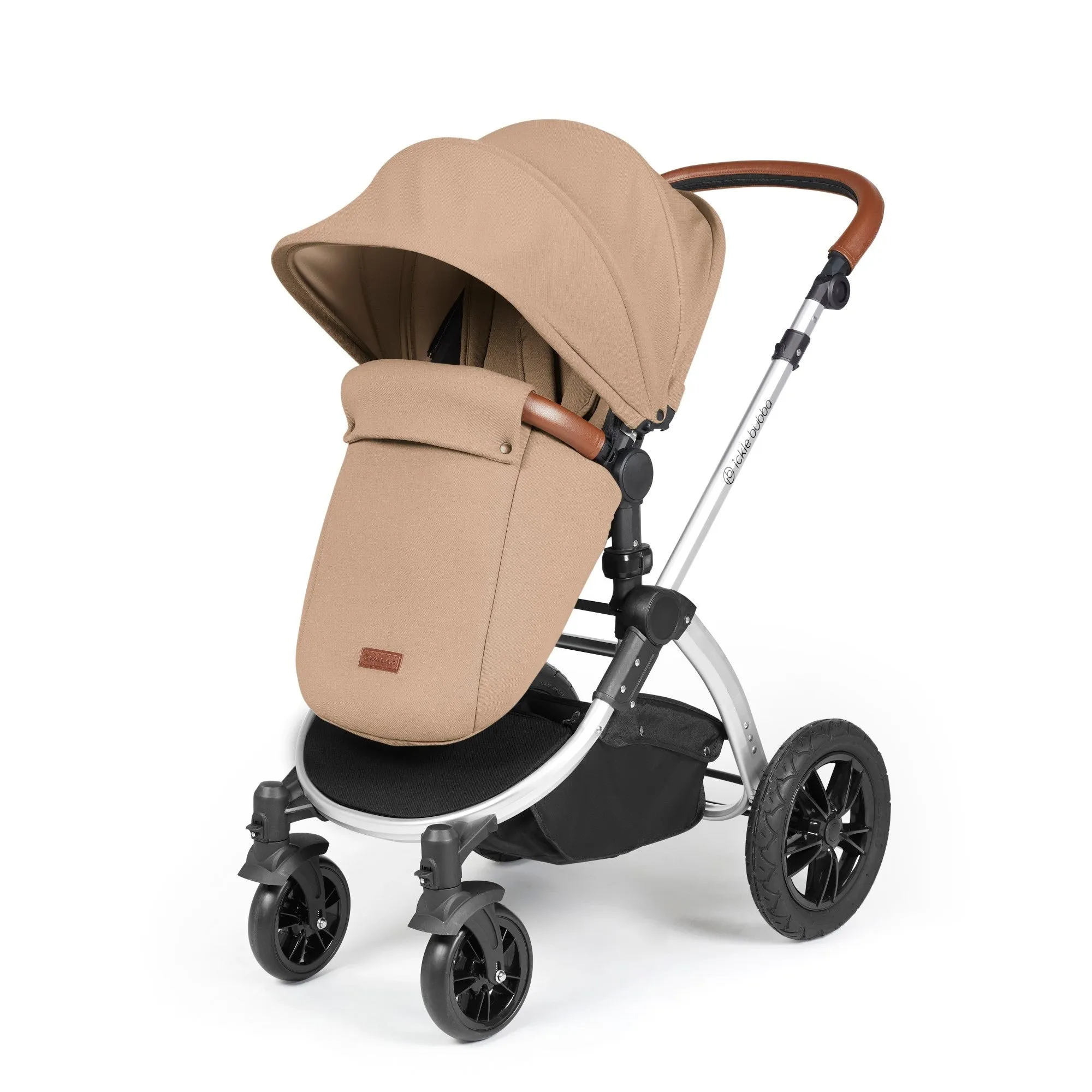 Ickle Bubba Stomp Luxe All-in-One I Size Travel System With Isofix Base (Stratus) Desert on Silver