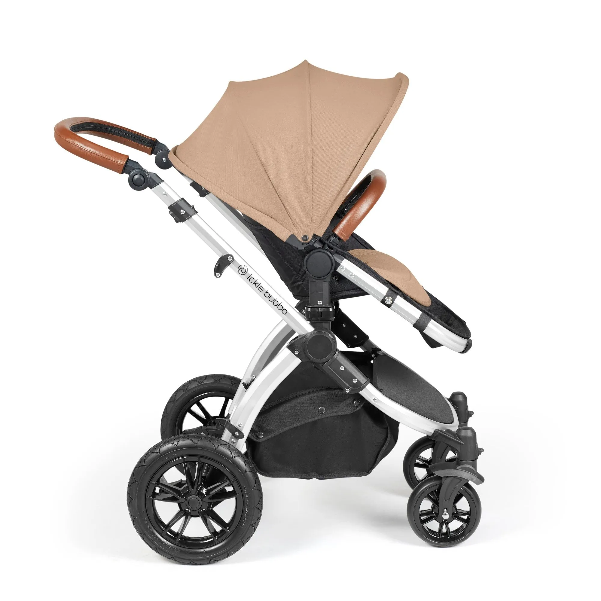 Ickle Bubba Stomp Luxe All-in-One I Size Travel System With Isofix Base (Stratus) Desert on Silver