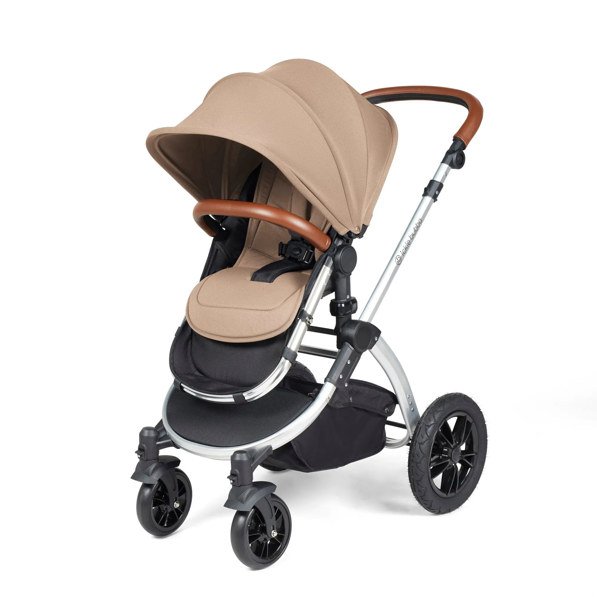 Ickle Bubba Stomp Luxe All-in-One I Size Travel System With Isofix Base (Stratus) Desert on Silver