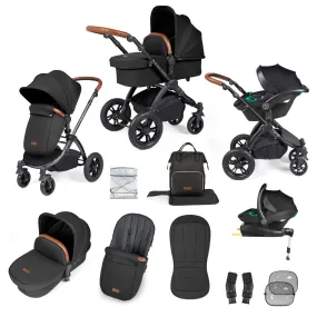 Ickle Bubba Stomp Luxe All-in-One I Size Travel System With Isofix Base (Stratus) Midnight on Black
