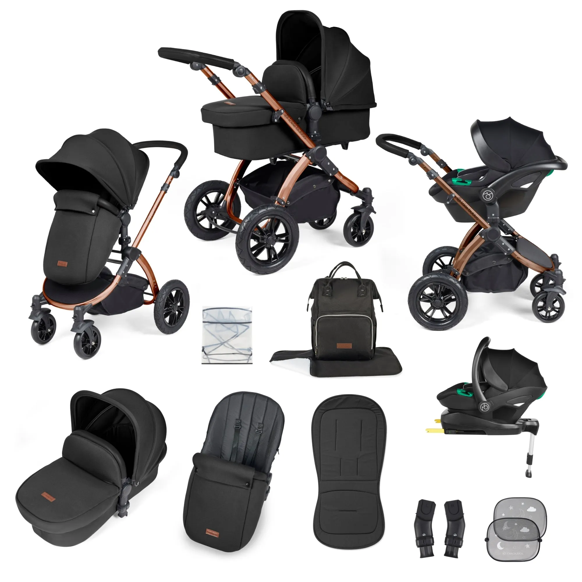 Ickle Bubba Stomp Luxe All-in-One I Size Travel System With Isofix Base (Stratus) Midnight on Bronze