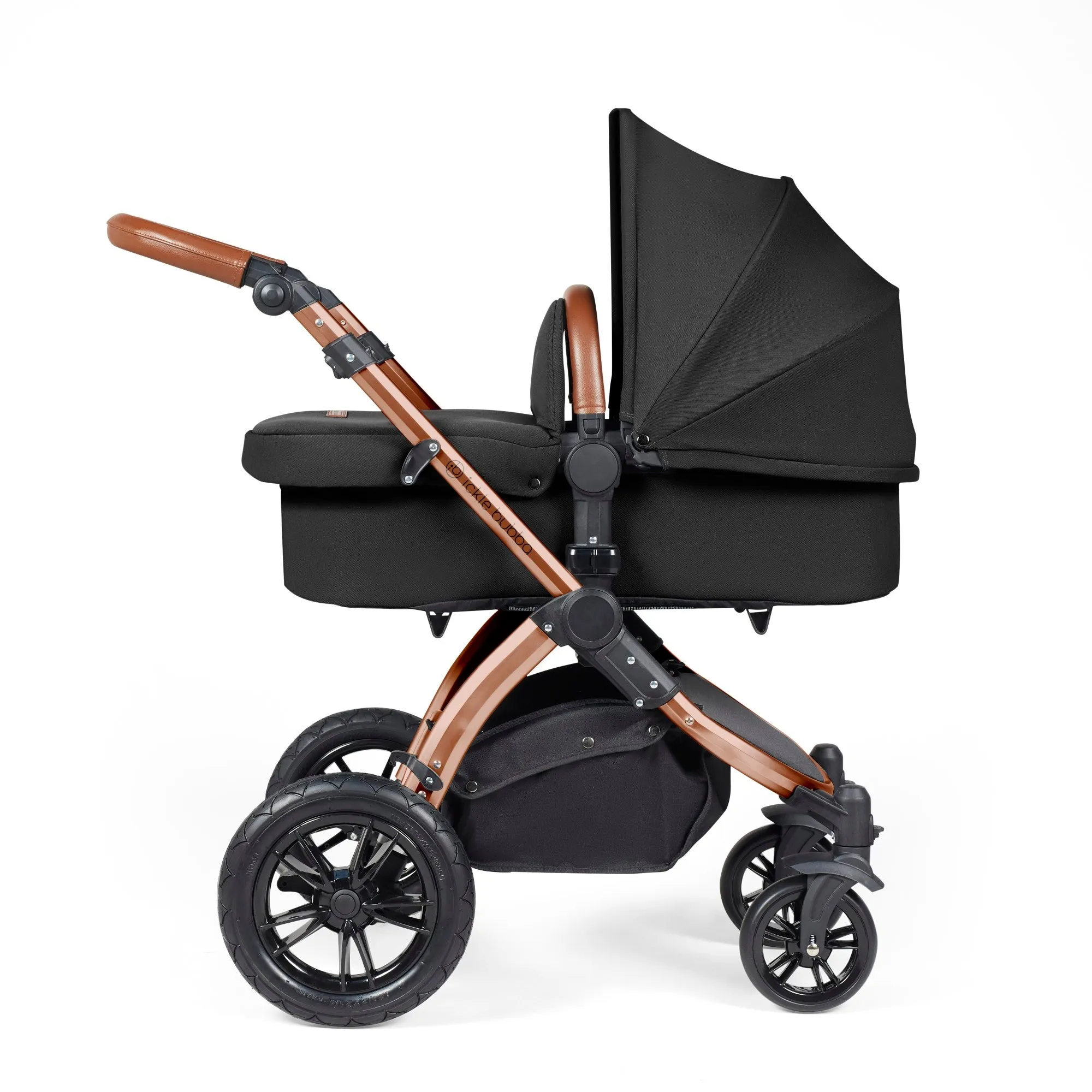 Ickle Bubba Stomp Luxe All-in-One I Size Travel System With Isofix Base (Stratus) Midnight on Bronze