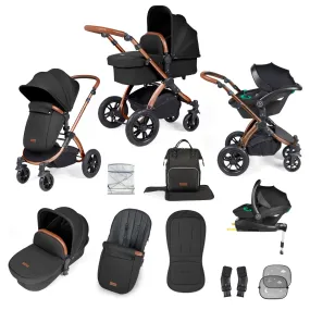 Ickle Bubba Stomp Luxe All-in-One I Size Travel System With Isofix Base (Stratus) Midnight on Bronze
