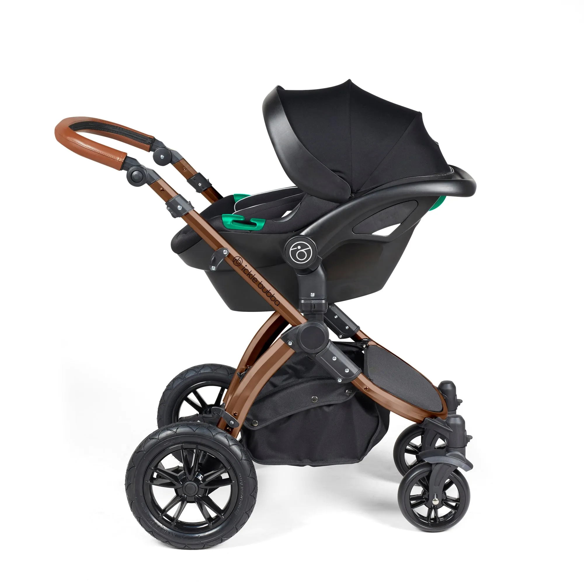 Ickle Bubba Stomp Luxe All-in-One I Size Travel System With Isofix Base (Stratus) Midnight on Bronze