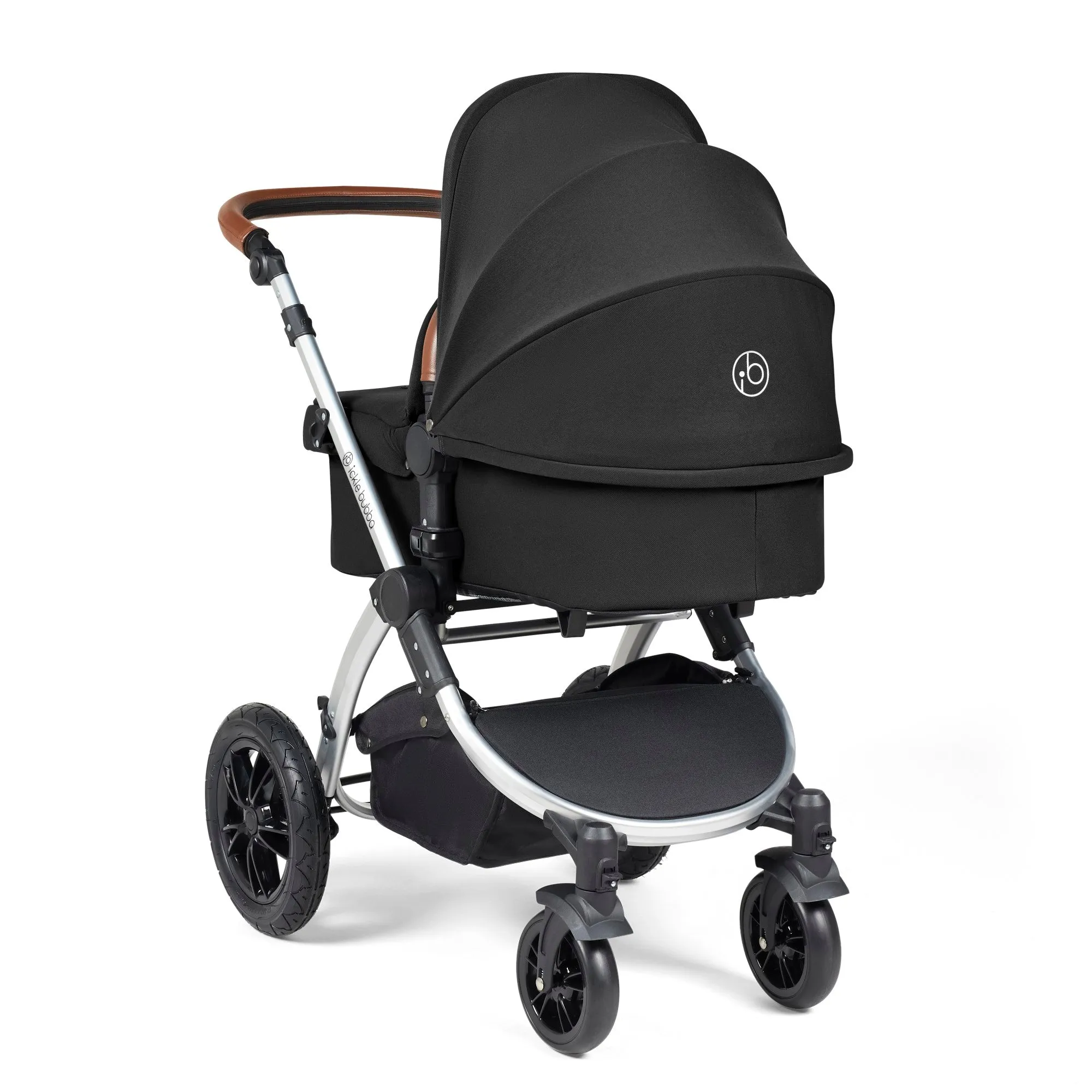 Ickle Bubba Stomp Luxe All-in-One I Size Travel System With Isofix Base (Stratus) Midnight on Silver