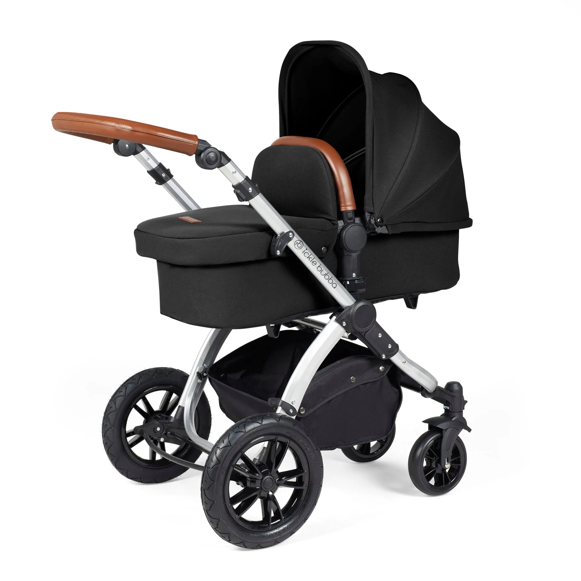 Ickle Bubba Stomp Luxe All-in-One I Size Travel System With Isofix Base (Stratus) Midnight on Silver
