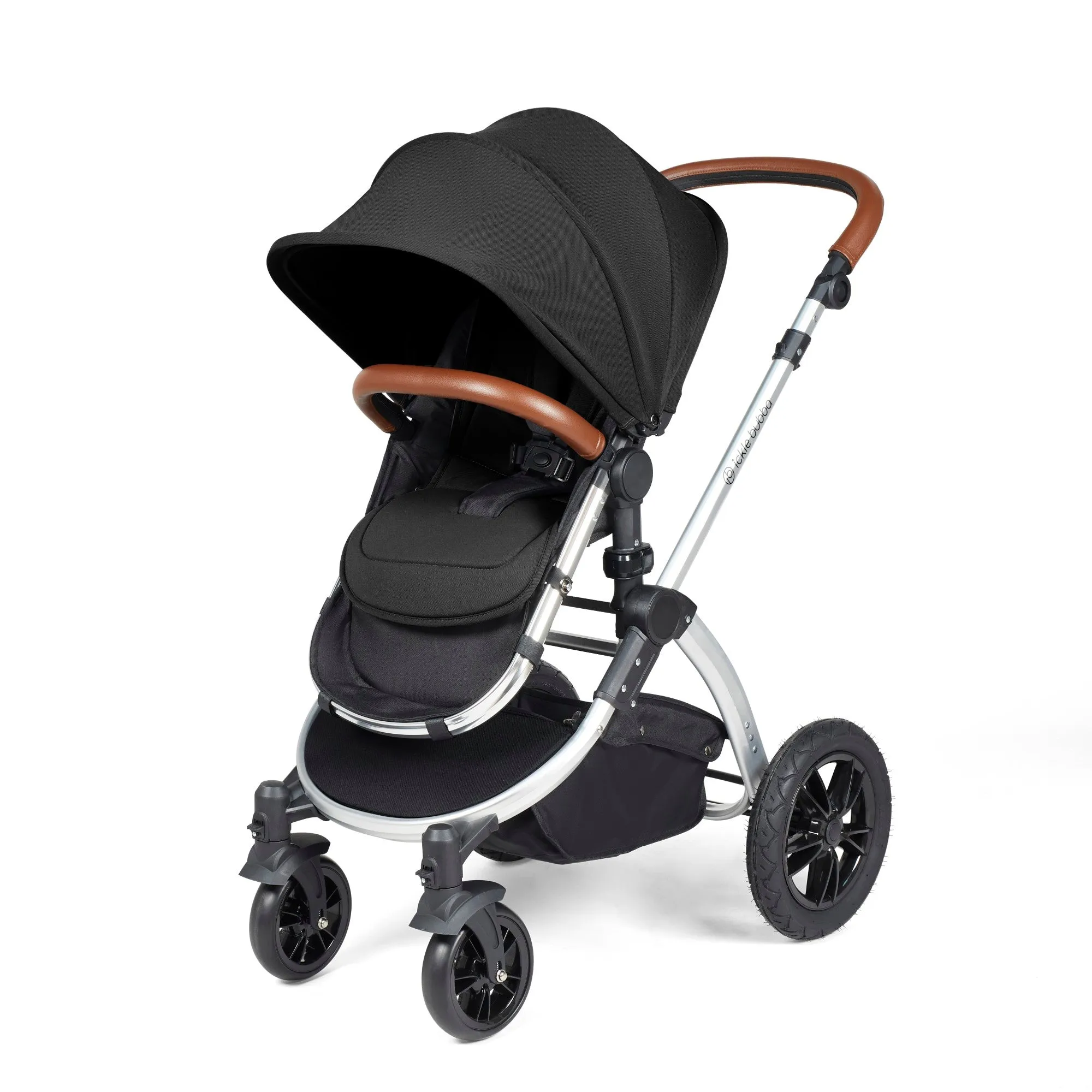 Ickle Bubba Stomp Luxe All-in-One I Size Travel System With Isofix Base (Stratus) Midnight on Silver