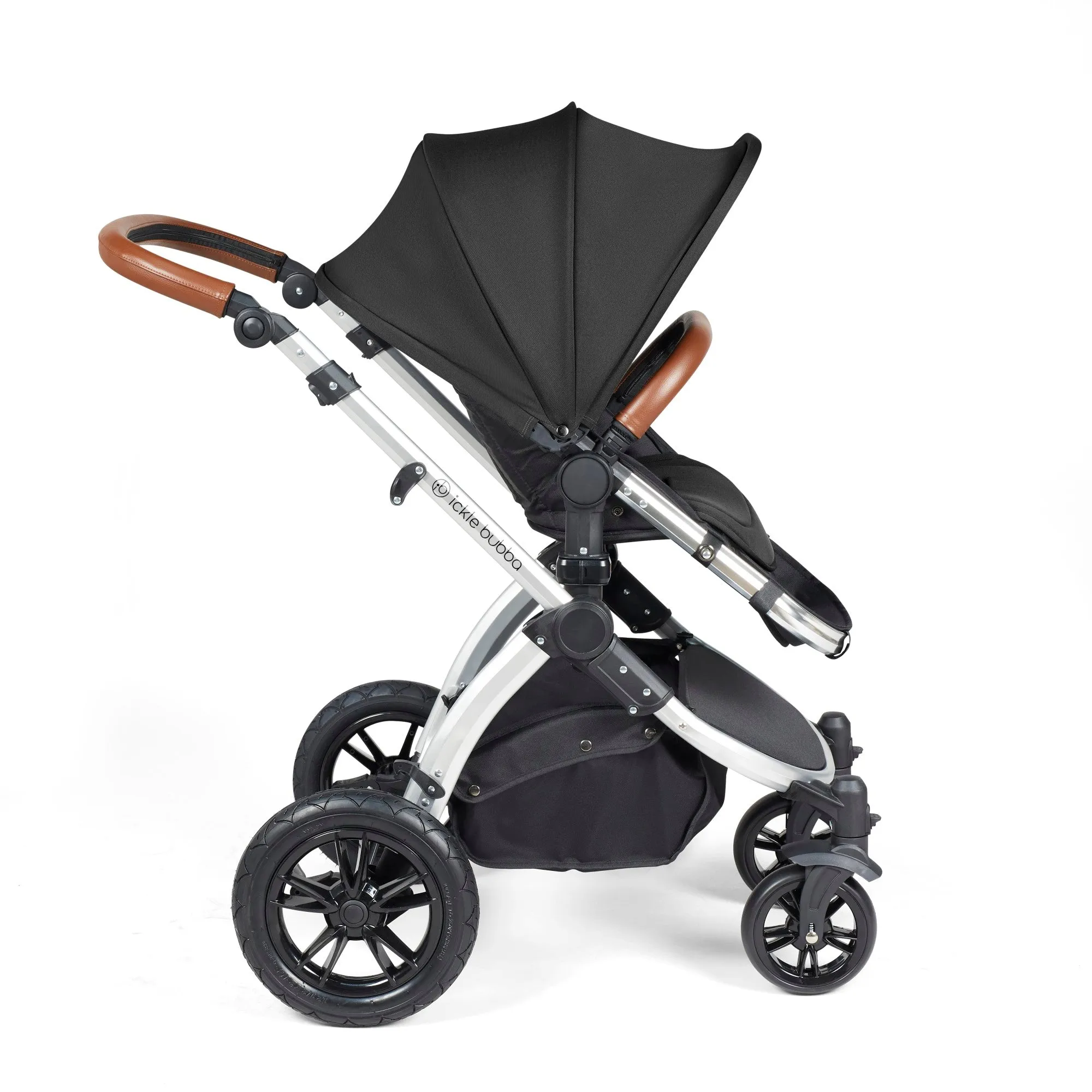 Ickle Bubba Stomp Luxe All-in-One I Size Travel System With Isofix Base (Stratus) Midnight on Silver