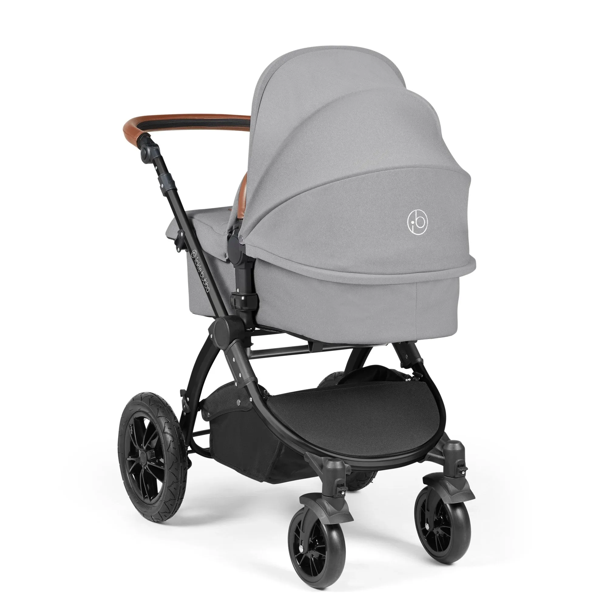 Ickle Bubba Stomp Luxe All-in-One I Size Travel System With Isofix Base (Stratus) Pearl Grey on Black