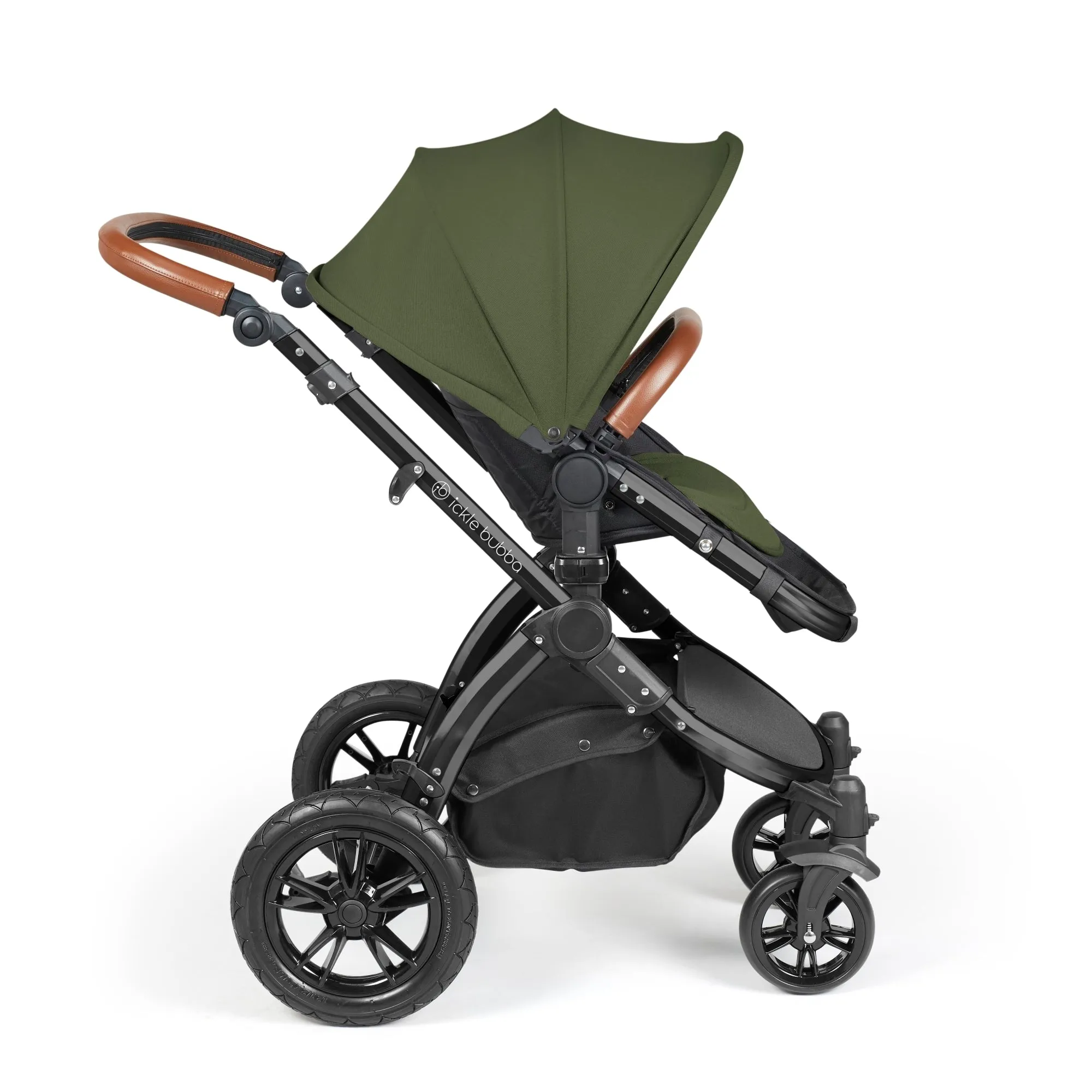Ickle Bubba Stomp Luxe All-in-One I Size Travel System With Isofix Base (Stratus) Woodland on Black