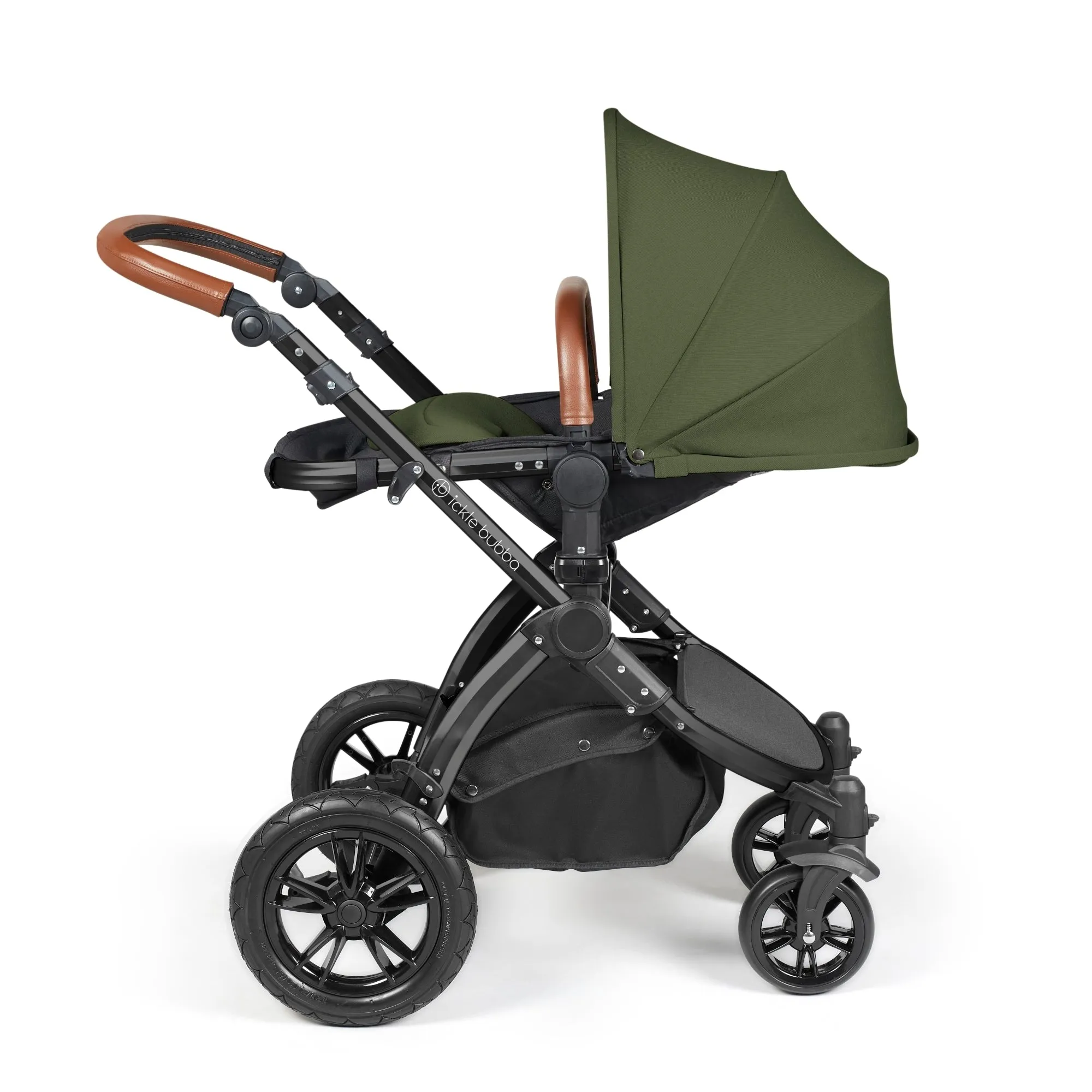 Ickle Bubba Stomp Luxe All-in-One I Size Travel System With Isofix Base (Stratus) Woodland on Black