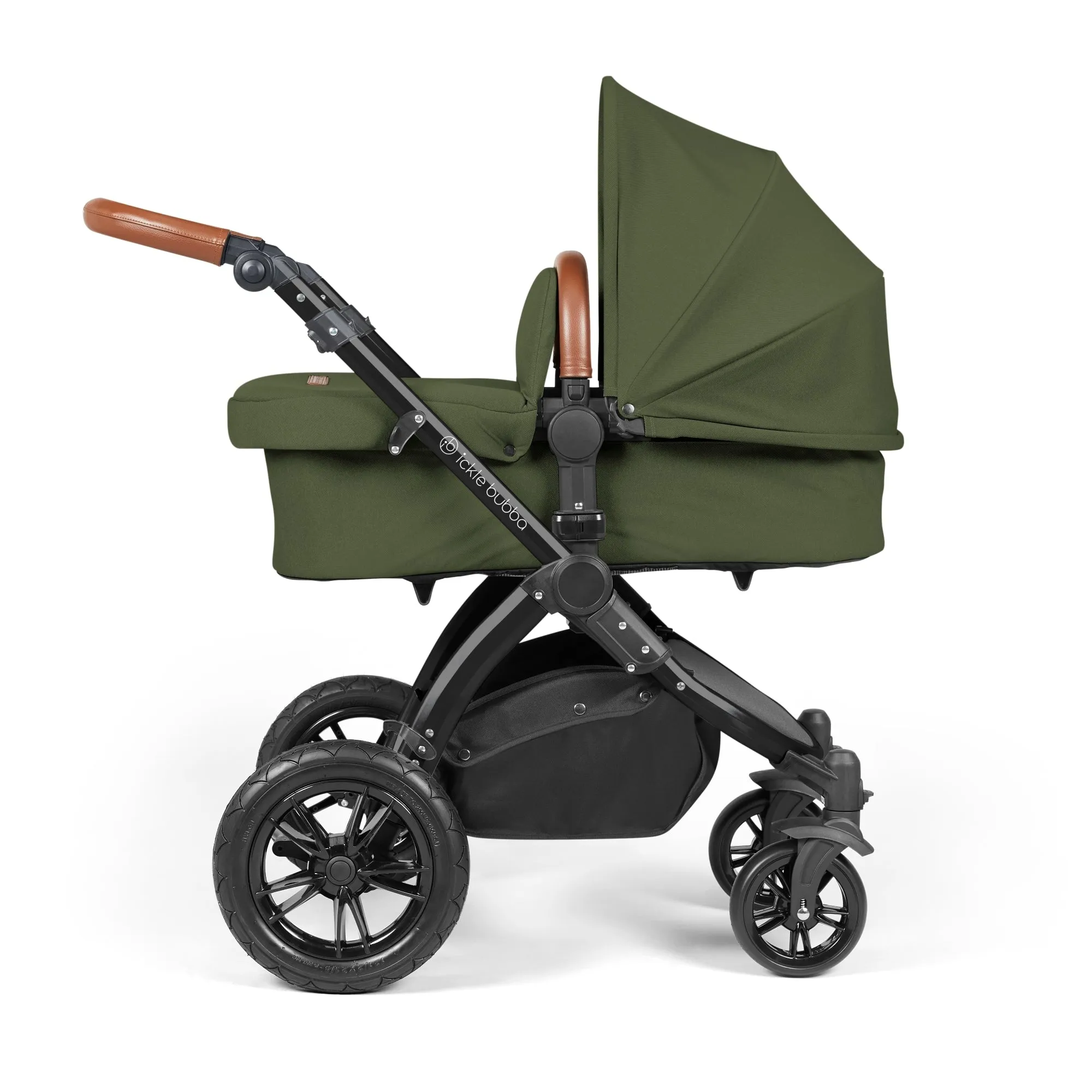 Ickle Bubba Stomp Luxe All-in-One I Size Travel System With Isofix Base (Stratus) Woodland on Black