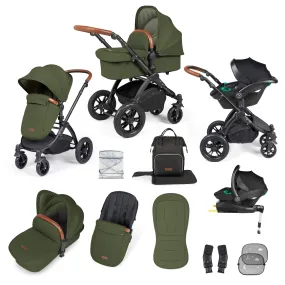 Ickle Bubba Stomp Luxe All-in-One I Size Travel System With Isofix Base (Stratus) Woodland on Black