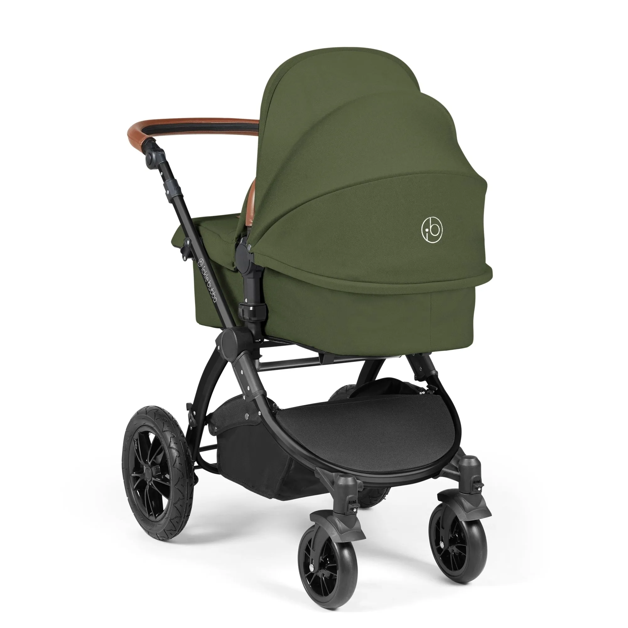 Ickle Bubba Stomp Luxe All-in-One I Size Travel System With Isofix Base (Stratus) Woodland on Black