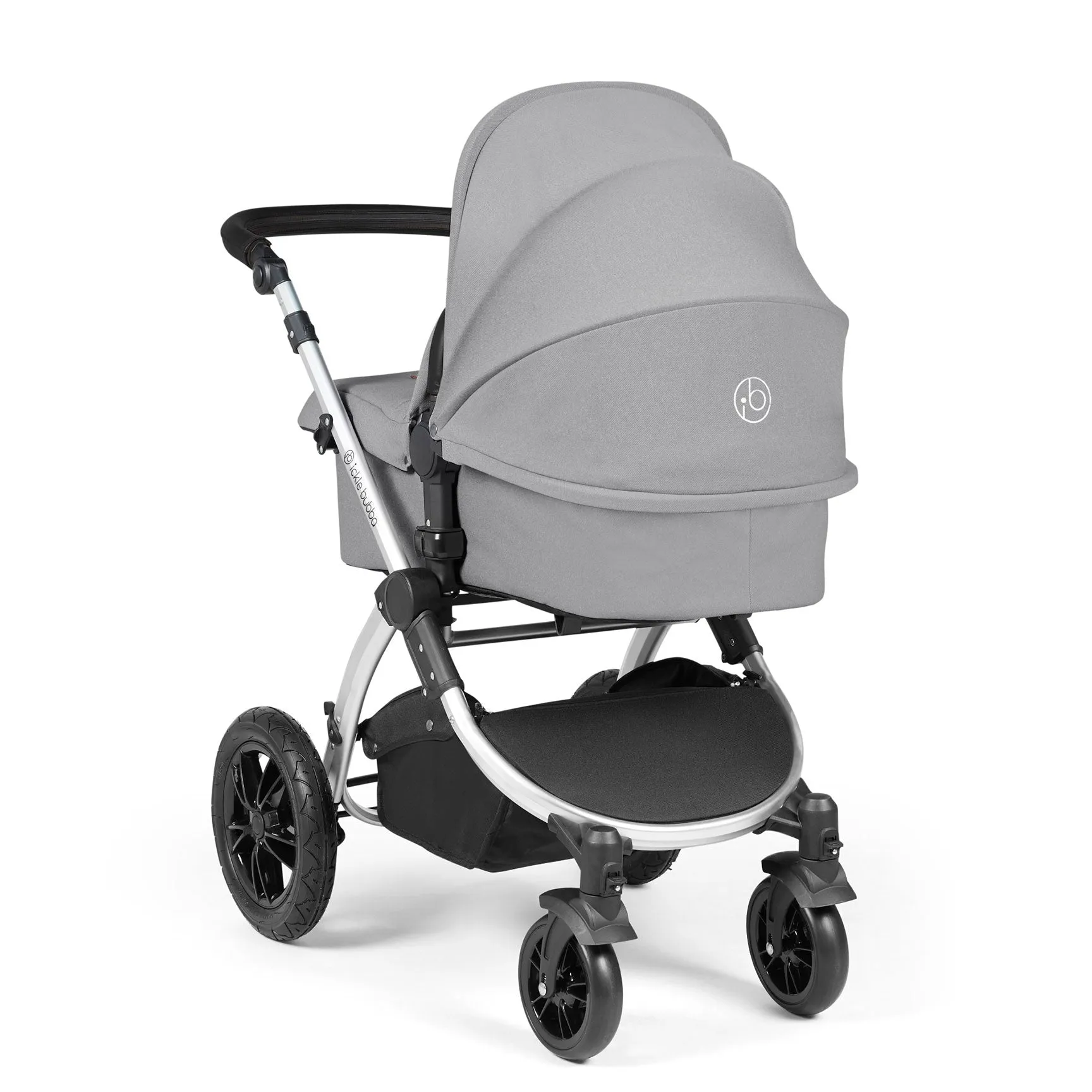 Ickle Bubba Stomp Luxe All-in-One Travel System with Isofix Base in Silver/Pearl Grey/Black