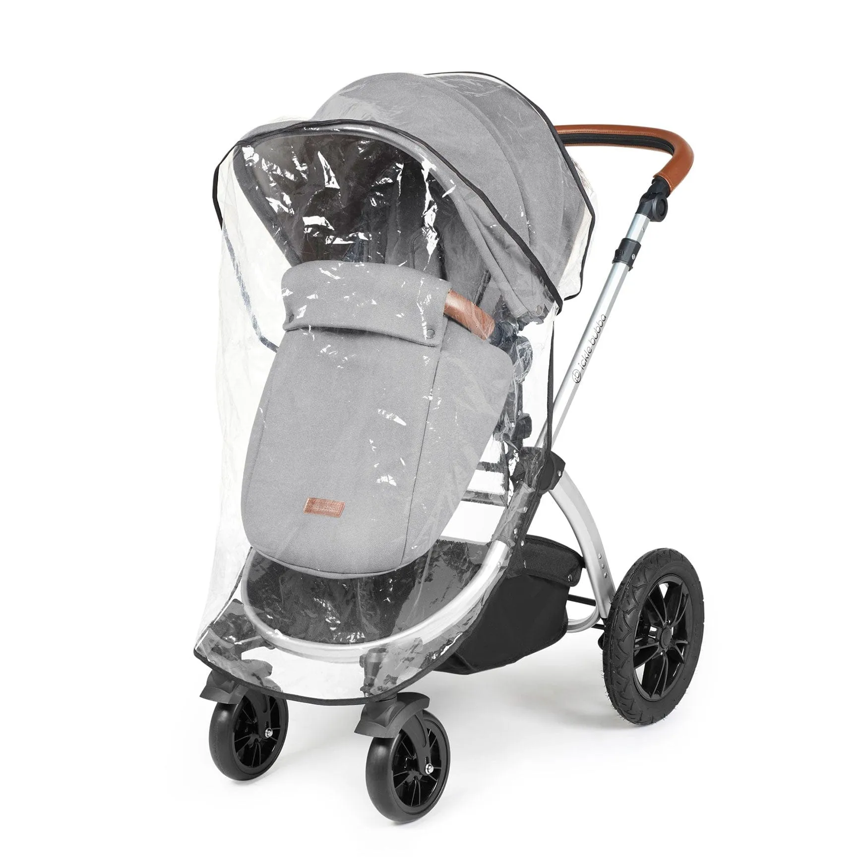 Ickle Bubba Stomp Luxe All-in-One Travel System with Isofix Base in Silver/Pearl Grey/Tan